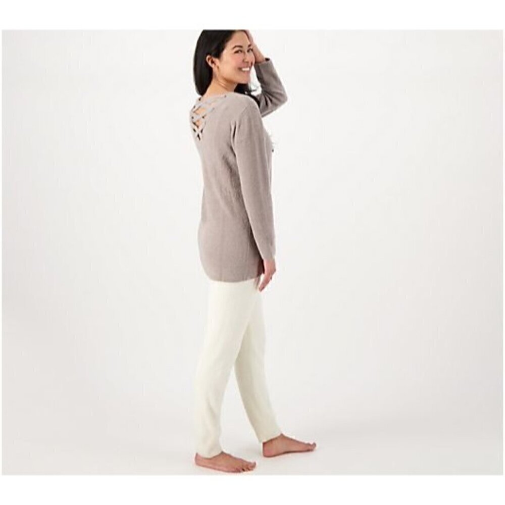 Barefoot Dreams Size XL CozyChic Lite Lace-Up Pullover $140